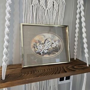 Original Framed Floral Artwork with Gold Frame